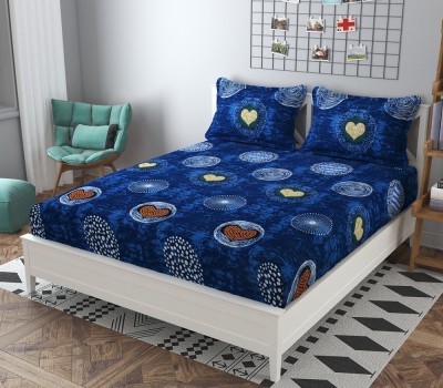 Flipkart SmartBuy 120 TC Polycotton Double Printed Flat Bedsheet(Pack of 1, Blue)