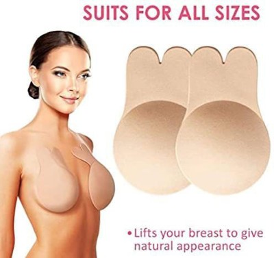 Cut Style Clothing rabbit nipple pad skin Women Stick-on Lightly Padded Bra(Beige)