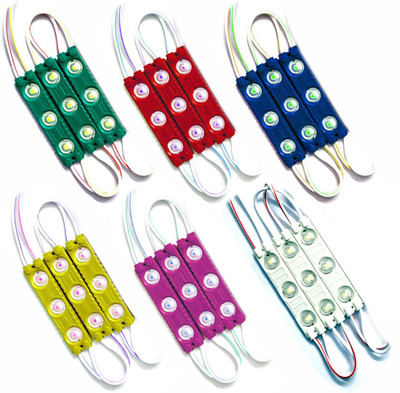 Wizzo (3 Pc Each Red Green Blue Yellow White Pink) 18 Pcs 12V DC Optical 3 LED Module Car Fancy Lights(Multicolor)