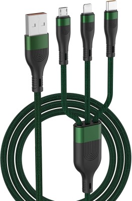 SYGA Micro USB Cable 2 A 120 m 3 in 1 Charging Cable,USB Cable for Android, iOS and Type C Devices 1.2 M-Green(Compatible with HDTV, SET BOX, Green, One Cable)