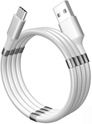 TXOR USB Type C Cable 2 A 1 m CAVO-M, Self Winding Magnetic Fast Charging USB TYPE-C Cable Fast Data Transfer(Compatible with All Type C Device, White, One Cable)