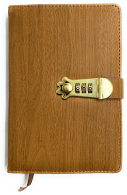 24x7eMall Lock Diary Maple Wood Print Book-size Diary Ruled 230 Pages(Brown)