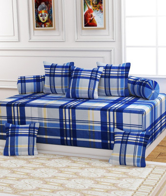 Flipkart SmartBuy Polycotton Abstract Diwan Set(Blue)
