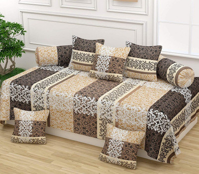 Flipkart SmartBuy Polycotton Abstract Diwan Set(White)