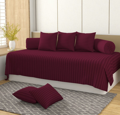 Flipkart SmartBuy Polycotton Striped Diwan Set(Maroon)