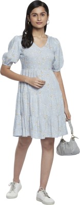 PEOPLE Women A-line Blue Dress