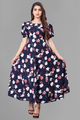 ZOPDI Women A-line Multicolor Maxi/Full Length Dress