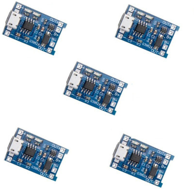 Electrobot 5V Micro USB 1A 18650 TP4056 Lithium Battery Charging Board Module (Pack of 5) Electronic Components Electronic Hobby Kit