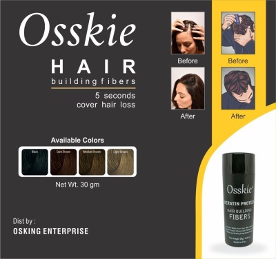 Osking Hair Building Fibers Refill Pack 60G For All Fibres Natural Black Color Hair Powder(60 g)