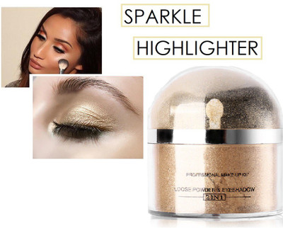 Latixmat professional face shiny golden loose powder highlighter with brush Highlighter(gold)
