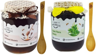 Farm Naturelle 815 GMS x 2 -Real Tulsi & Real Clove Infused Honey Combo Pack -Immense Medicinal Value(2 x 815 g)