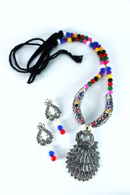 SP FASHION Oxidised Silver, Glass Multicolor Jewellery Set(Pack of 1)