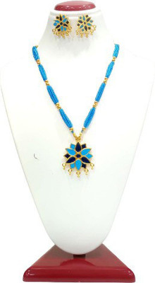 shree balaji gold Metal Gold-plated Blue Jewellery Set(Pack of 1)