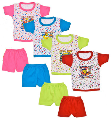 Shyamcollections Baby Boys & Baby Girls Party(Festive) T-shirt Shorts(Multicolor)