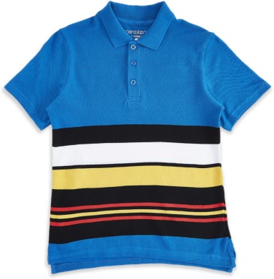 Pantaloons Junior Boys Striped Pure Cotton Regular T Shirt(Multicolor, Pack of 1)