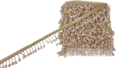 Uniqon (9mtr & Width:4cm) Rose Gold Gota Kinari Latkan Jhaalar Saree Suit Trim Border for Bridal Dresses Suits Sarees Falls Lehengas Embroidery Designing Embellishing Lace Reel(Pack of 1)