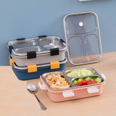 Kn2 MART Stainless Steel 3 Compartment Lunch Boxes Leak Proof Tiffin Box for Adult Kids 3 Containers Lunch Box(750 ml, Thermoware)