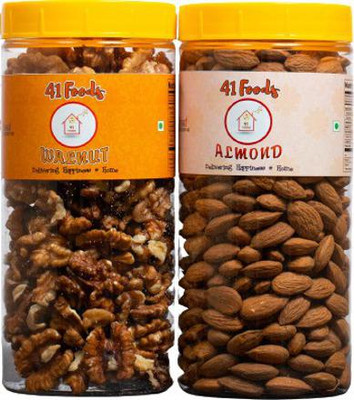 41 foods Dry fruits combo pack of Californian Walnuts Almonds | badam akhrot 1 KG Almonds, Walnuts(2 x 500 g)