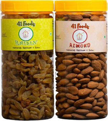 41 foods Dry fruits combo pack of Almonds Raisins | kismis badam kishmish 500 GM Raisins, Almonds(2 x 250 g)