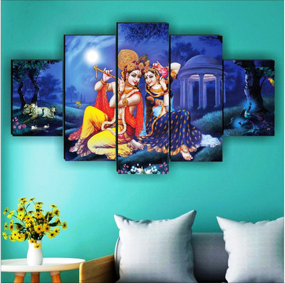 SNDArt Radha Krishna Wall Décor 5 Panel MDF Digital Reprint 18 inch x 30 inch Painting(Without Frame, Pack of 5)