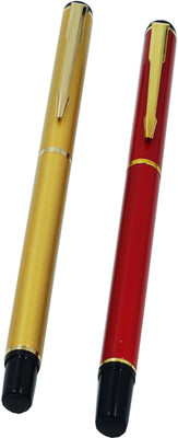 Lestylo Premium 801 Gold & Red Color Set of 2 Metal Body Executive Gift Collection Roller Ball Pen(Pack of 2, Ink Color - Blue)