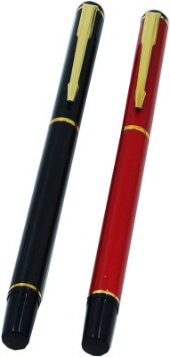 Lestylo Executive 801 Red & Black Color With Gold Plated Arrow Clip Combo Offer Set Of 2 Roller Ball Pen(Pack of 2, Blue)