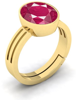 VPRGEM RUBY RING 10.00 Carat MANIK Gold Plated Adjustable Ring Brass Gold Plated Ring