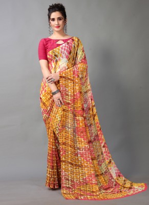 Hritika Printed Daily Wear Georgette Saree(Multicolor)