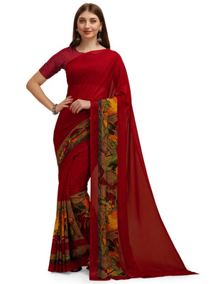 Leelavati Printed Daily Wear Georgette Saree(Red)