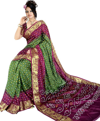 DHARMRAJ ENTERPRISE Self Design Bandhani Art Silk Saree(Multicolor)