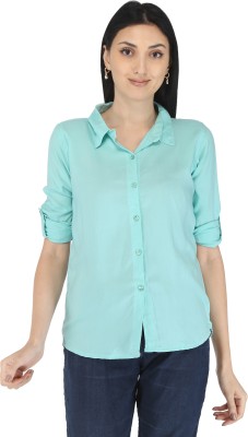 Neelo Kurti Women Solid Casual Light Blue Shirt