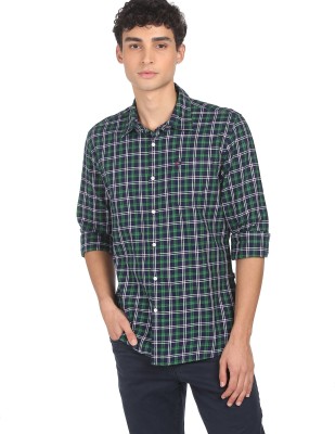 AD by Arvind Men Checkered Casual Blue Shirt