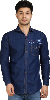 SN Dresses Men Solid Party Dark Blue Shirt