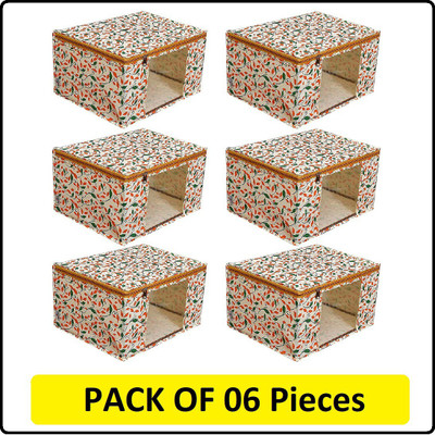 LIRZEG Saree Cover 6 Piece Non Woven Fabric Saree Cover/Clothes Organiser for Wardrobe Set Saree Cover 06(Multicolor)
