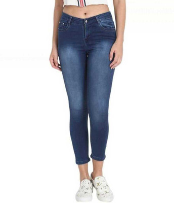 Qtsy Skinny Women Dark Blue Jeans