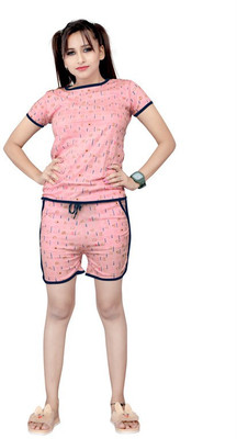 HUMA Women Printed Pink Top & Shorts Set