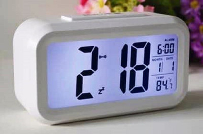 CAPSTONE Digital Multipurpose Smart Backlight Battery Operated Alarm Table Clock A, White, Black Clock