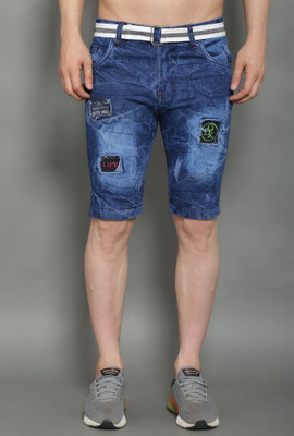 NIRALI Solid Men Denim Blue Denim Shorts
