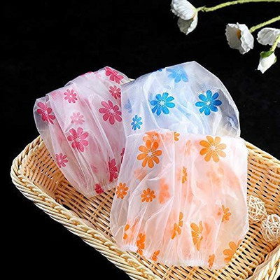 SIOPAWORLD Set Of 6 Women Reusable Waterproof Elastic Free-Size Shower Caps multi-color