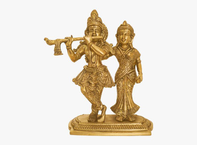 vrindavan shopi Brass Made Decorative Radha Krishna Idol/ Radha Krishna Puja Idol 1400gms Decorative Showpiece  -  18 cm(Brass, Gold)