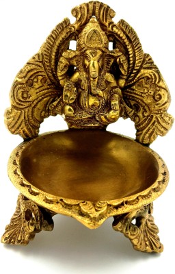 ARIHANT CRAFT Hindu God Ganesha Oil Lamp Ganpati Statue Sculpture Hand Craft Decorative Showpiece  -  12.5 cm(Brass, Yellow, Gold)