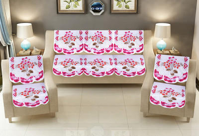 Flipkart SmartBuy Cotton 3+1+1 Seater Sofa Floral Cover(Pack of 10 Pink)