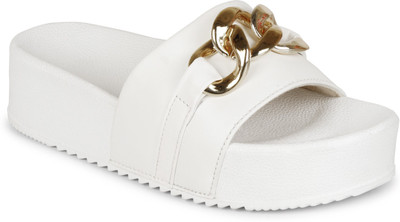 TRIKSY Women Slides(White , 7)