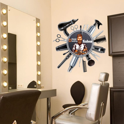 DivineDesigns 51 cm Hair Saloon Boy Self Adhesive Sticker(Pack of 1)