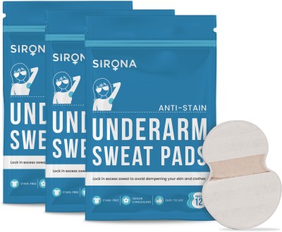 SIRONA Under Arm Sweat Pads - 36 Pads (3 Pack - 12 Pads Each) Sweat Pads