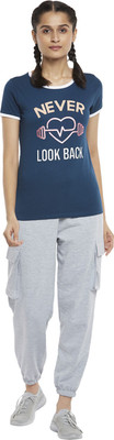 Ajile By Pantaloons Graphic Print Women Round Neck Dark Blue T-Shirt