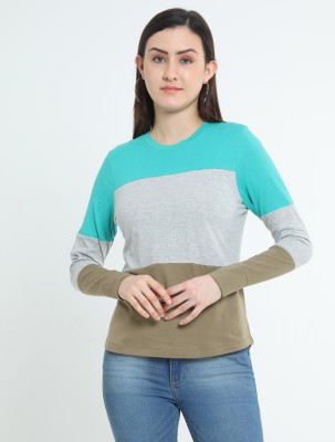 PIPER INTERNAATIONAL Colorblock Women Round Neck Multicolor T-Shirt