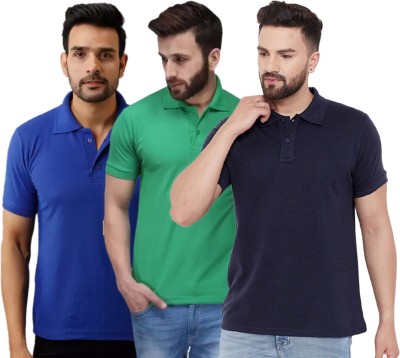 FUNKY GUYS Solid Men Polo Neck Multicolor T-Shirt