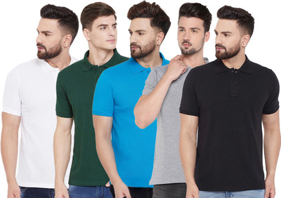 FUNKY GUYS Solid Men Polo Neck Multicolor T-Shirt