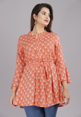 Khushank Casual Printed Women Orange Top